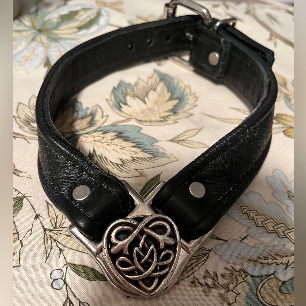 Black leather and silver collar